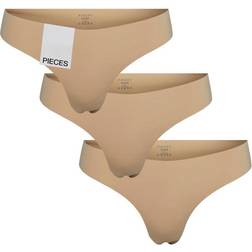 Pieces Pcnamee 3-Pack Seamless Thongs - Beige
