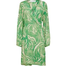 Selected Print Wrap Dress - Absinthe Green