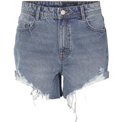 Noisy May Hög Midja Jeansshorts Blå