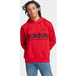 adidas Pinstripe Fleece Hoodie Better Scarlet