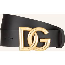 Dolce & Gabbana Leather Crossover DG Logo Buckle Belt Black
