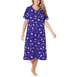 Dreams & Co Women's Long Print Sleepshirt Plus Size - Ultra Blue Bubbles