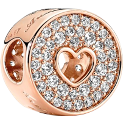 Pandora Pavé & Heart Anniversary Charm - Rose Gold/Transparent