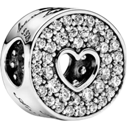 Pandora Pavé & Heart Anniversary Charm - Silver/Transparent