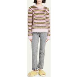 Marni Striped mohair-blend sweater pink
