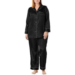 Amoureuse Women's Plus Size The Luxe Satin Pajama Set - Black