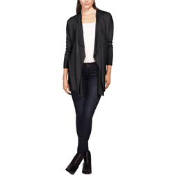 Ellos Draped Open Front Cardigan - Black