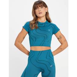 MP Women's Tempo Wave Seamless Crop Top Teal Blue