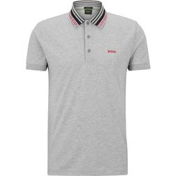 HUGO BOSS Paule Cotton-Blend Polo Shirt - Light Grey