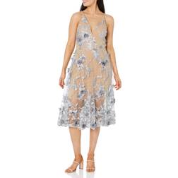 Dress The Population Audrey Floral Midi Mineral Blue
