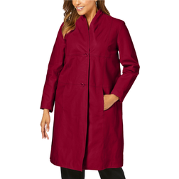 Jessica London Leather Swing Coat Plus Size - Rich Burgundy