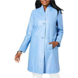 Jessica London Leather Swing Coat Plus Size - French Blue