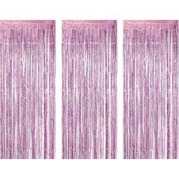 Ailexi Doorway Party Curtains Metallic Tinsel Pink 3-pack