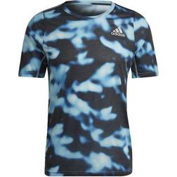 adidas Run Icons 3-Bar Allover Print T-Shirt - Multicolor/Navy