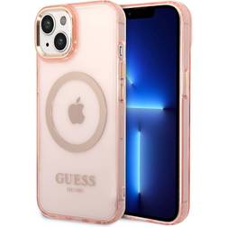 Guess Genuine transparent pink magsafe impact case for apple iphone 14