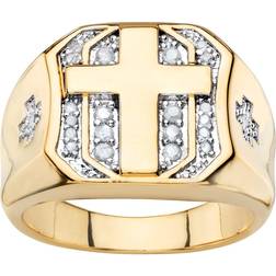 PalmBeach Palmbeach jewelry men's 1/5 tcw diamond gold-plated pave-style cross ring