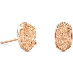 Kendra Scott Emilie Rose Gold Stud Earrings in Sand Drusy One