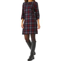 Roman Check Print Pocket Detail Shift Dress - Red