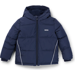 HUGO BOSS Kid's Hooded with Logo Details Padding Jacket - Dark Blue