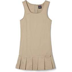 French Toast girls Pleated Ribbon Bow Jumper Dress, Khaki