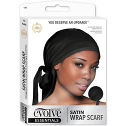 Evolve satin wrap scarf, black