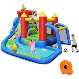 Costway Inflatable Bouncer Water Climb Slide Bounce House Splash Pool w/ Blower