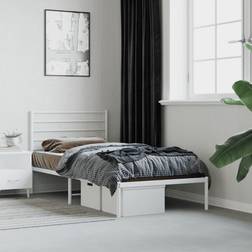 vidaXL Metal Bed Frame with Headboard White