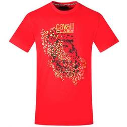 Cavalli Class leopard print silhouette red t-shirt