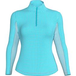 IBKUL Golf Ladies Essential Mini Check LS Zip Mock