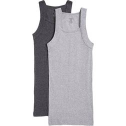 2(X)IST IST Mens Essential Cotton Square Cut Tank Bomull - Ljung/Grå