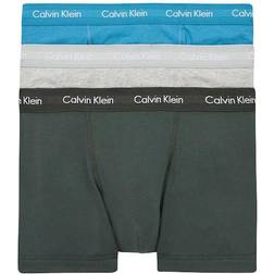 Calvin Klein Cotton Stretch Trunks 3-pack - Grey/Teal