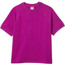 PINK Women"s Fleece Cropped Crewneck Sweatshirt - Dahlia Magenta