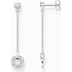 Thomas Sabo Circle Crystal Drop Earrings, Silver, Women