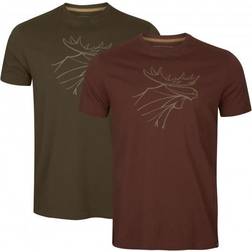 Härkila Graphic T-Shirt 2-pack - Willow Green/Burgundy