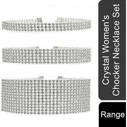 Aquarius Crystal Women's Choker Necklace Set Silver 16mm