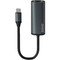 Savio Adapter USB-C 3.1 Gen.1 M to RJ-45 Gigabit Ethernet F 1000 Mbps, AK-56, grey