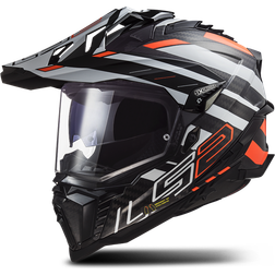 LS2 Adventurehjelm MX701 EXPLORER EDGE, Sort/Fluo Orange