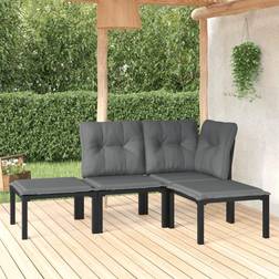 vidaXL Til Haven 4 Dele Polyrattan Sort Og Grå Loungesæt