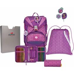 DerDieDas ErgoFlex Schulrucksack-Set 5tlg Purple Dots