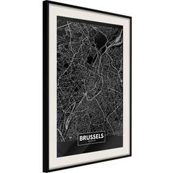 Artgeist Inramad Tavla City Map: Brussels Dark Poster