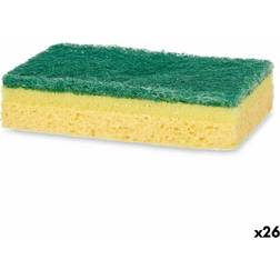 BigBuy Home Set de Estropajos Verde Amarillo Celulosa Fibra Abrasiva 10.5 x 6.7 x 2.5 cm