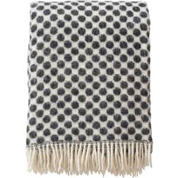 Klippan Yllefabrik Gotland Dots Ullpledd 130 x 200 cm Hvit-svart Teppe Hvit, Svart (200x130cm)