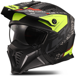 LS2 Pilothjelm OF606 DRIFTER DEVOR, Matsort/Neongul Herre