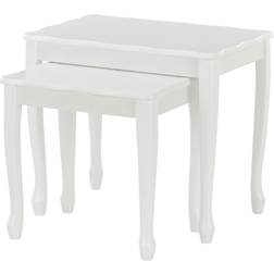 HAKU Möbel Sidobord Set Om 2 Vit Massivt Trä 43/56 cm x 41/48 cm x D 32/36 cm Satsbord