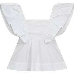 Ganni Cotton Poplin Ruffle Blouse