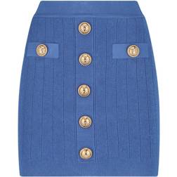 Balmain Blue Buttoned Miniskirt FR