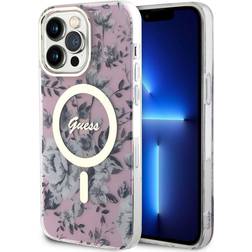 Guess iPhone 14 Pro Max Cover Flower MagSafe Lyserød