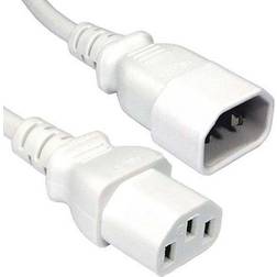 Smart 1m iec c13 socket to c14 plug mains extension cable white