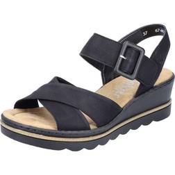Rieker Svarta kilklackade sandaletter Klackskor