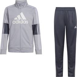 Adidas big boys grey/silver colorblock tricot track jacket/pants set ag6415y